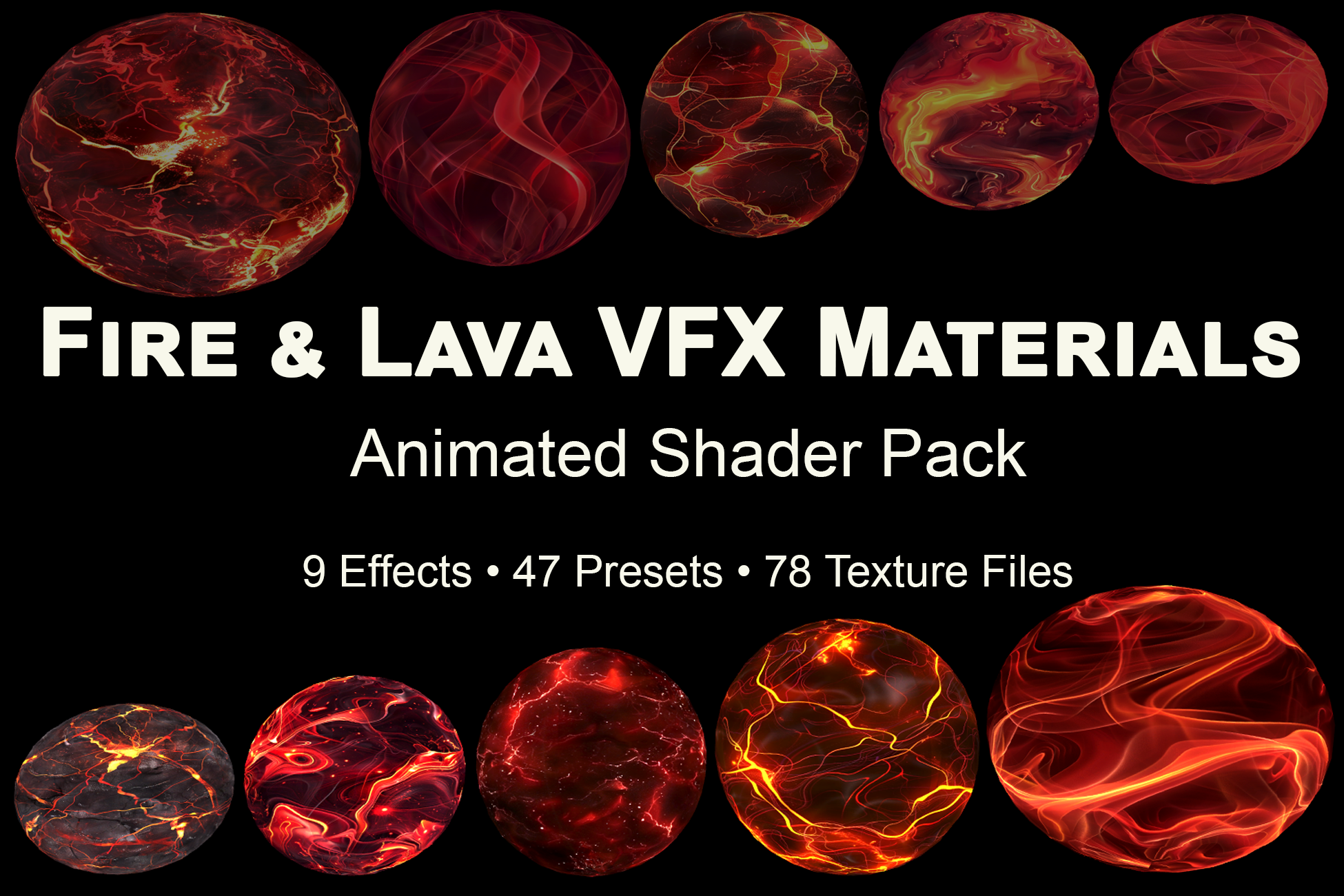 Fire & Lava VFX Materials preview